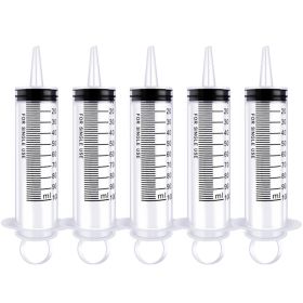 5Packs 100ml Syringe For Industrial, Scientific, Measuring, Watering, Pet Feeding, Liquid Refilling And Dispensing