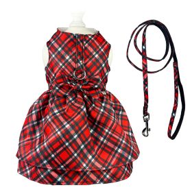 Red Plaid Harness Dress with Matching Leash - XL