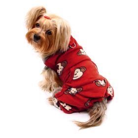 Silly Monkey Front Sleeveless Fleec Pajamas - Burgundy - XS