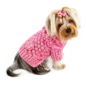 Pink Bobble Stitch Turtleneck Hand Knitted Sweater - XS