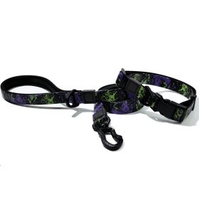 UV Printing Camouflage Embossed Pet Leash Set Is A Perfect Combination Of Style And Functionality Specially Designed For Pets' Outdoor Activities. Eve (Option: Purple-20mm)