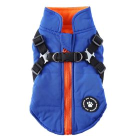 Chest Strap Jacket Cotton-padded Coat (Option: DZ227 Blue-M)