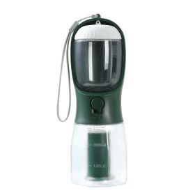 Dog Water Cup Drinking Food Garbage Bag Three-in-one Portable Small Multi-functional Pet Cups Pets Supplies (Option: 300ml Garbage Bag-Dark Green)